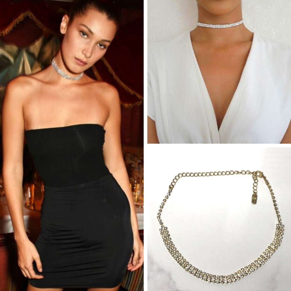 90s Celebrity Crystal Rhinestone Choker Necklace